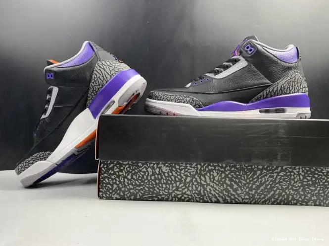 Kicked Out Shoe Store Jordan Black 3 Purple Retro Air 050 Court CT8532 0521
